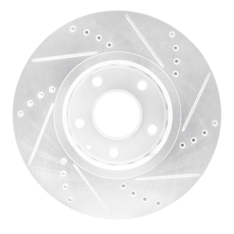 Mazda CX-5 Brake Rotor (1) - Front Left - R1 Concepts - Drilled & Slotted - Silver - `16-`25